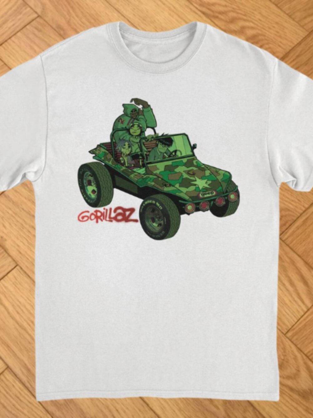 Gorillaz Green Truck Camouflage Shirt - Virtual Rock Band Graphic Tee